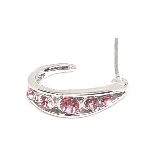 Pink Crystal Half Hoop Earrings
