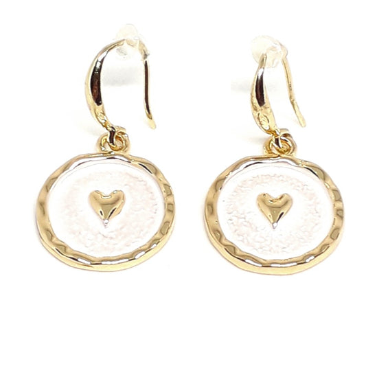 Embossed Heart Hook Earrings