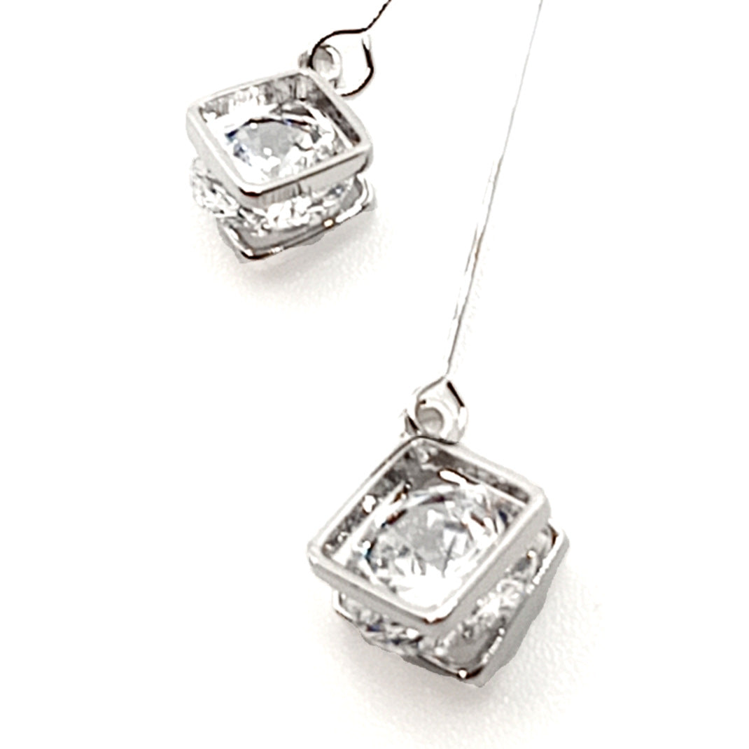 Square Crystal Drop Earrings