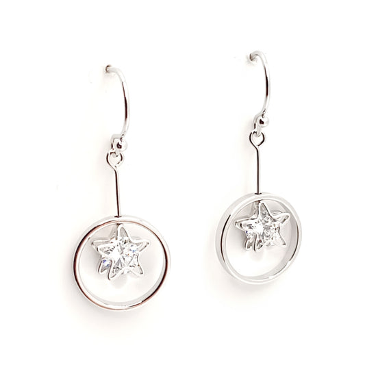 Starry Hoop Drop Earrings