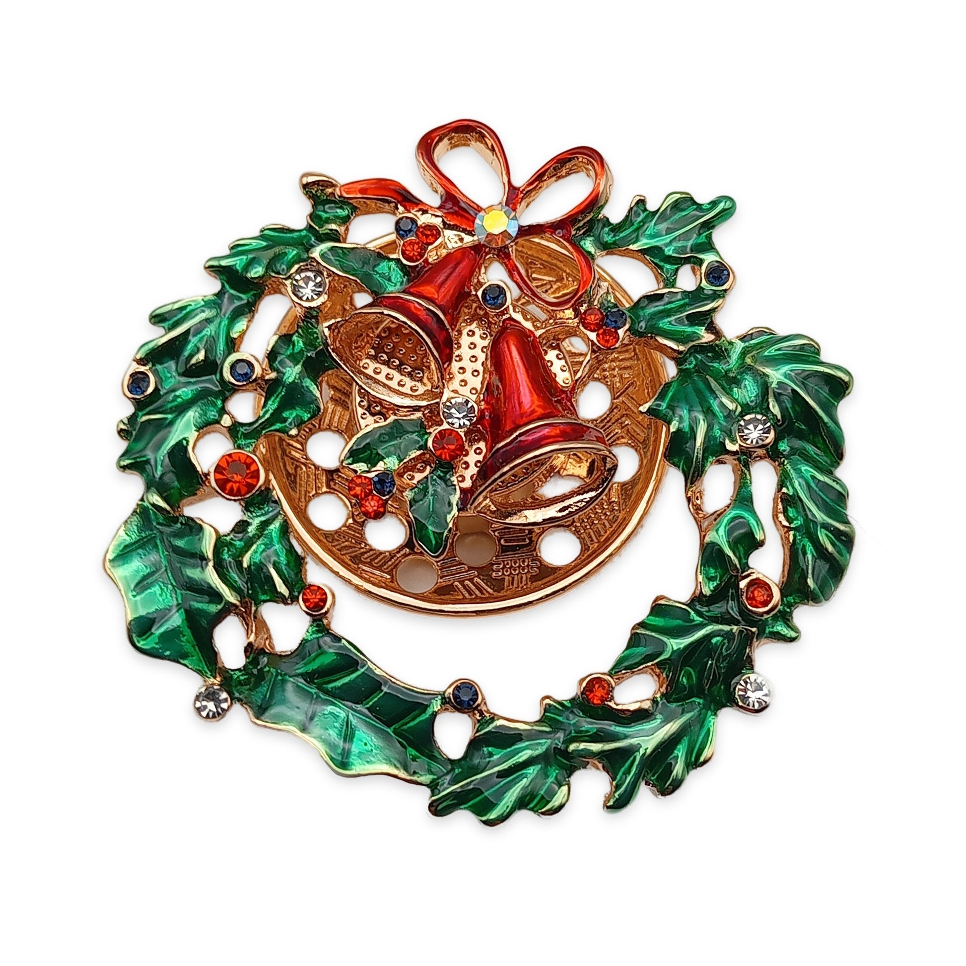 Wreath and Bells Magnetic Brooch