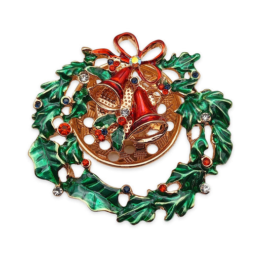 Wreath and Bells Magnetic Brooch