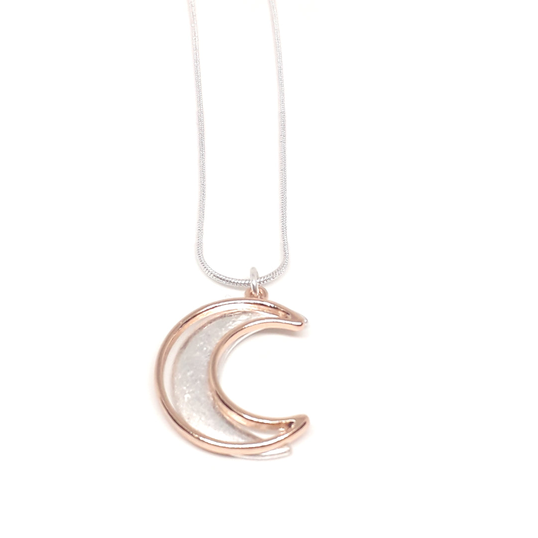 Double Moon Pendant Necklace