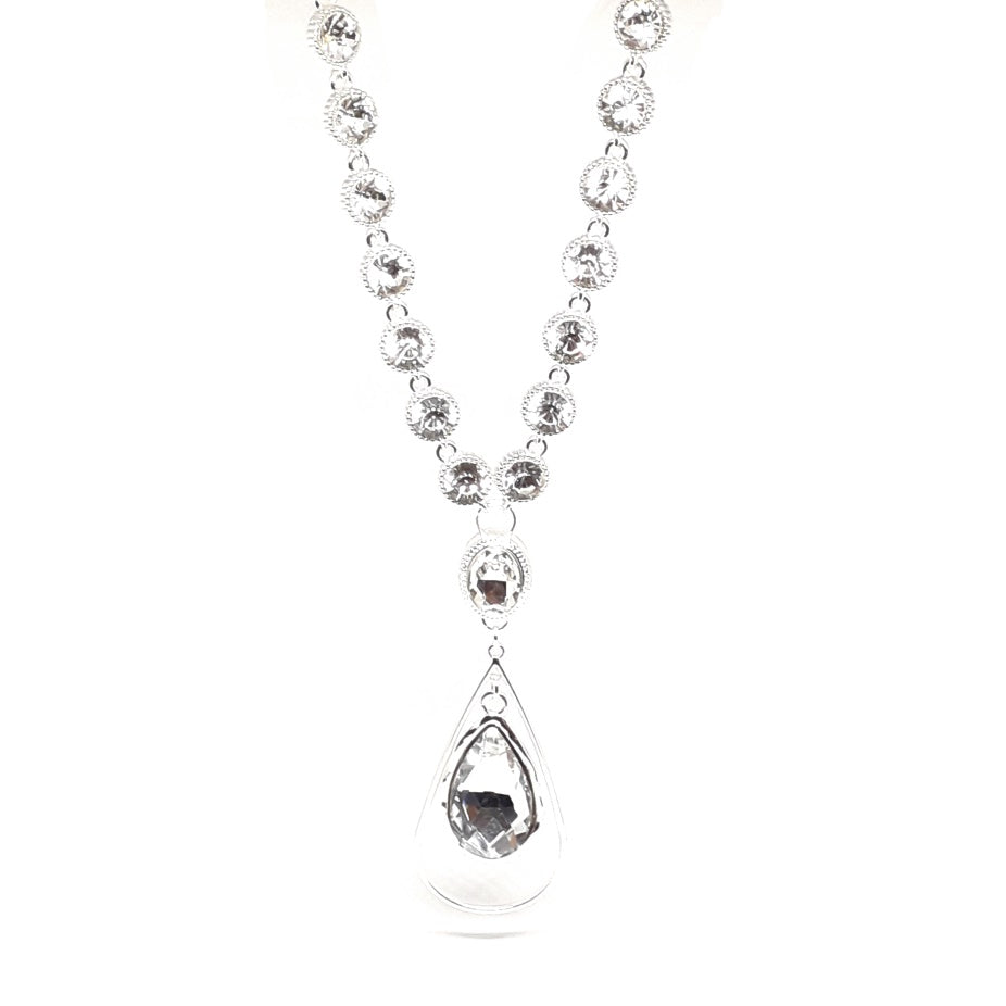 Clear Crystal Pendant long necklace