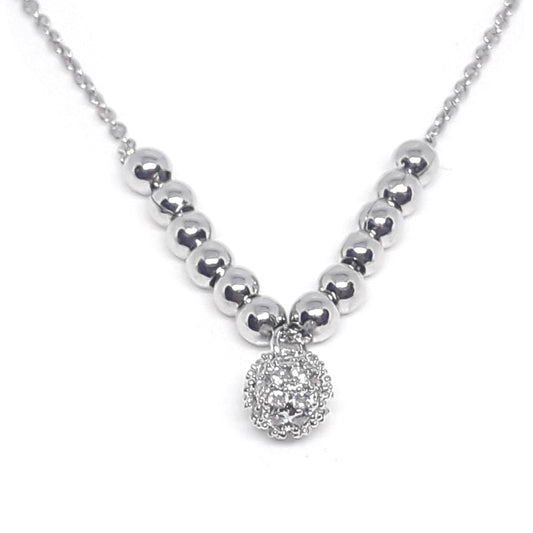Diamante Pendant Bead Necklace