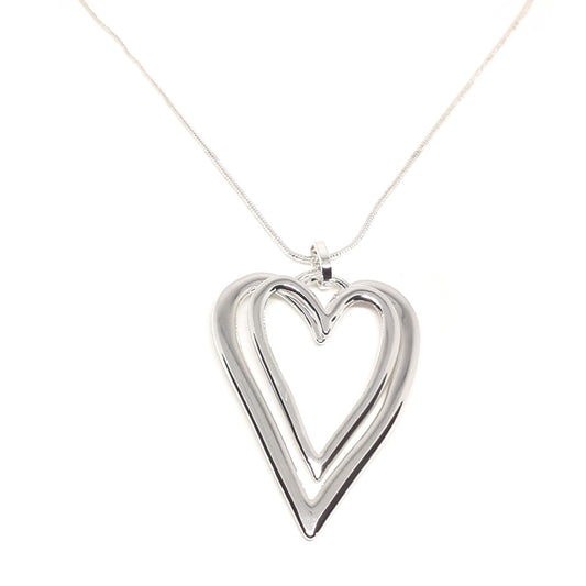 Double outline heart necklace