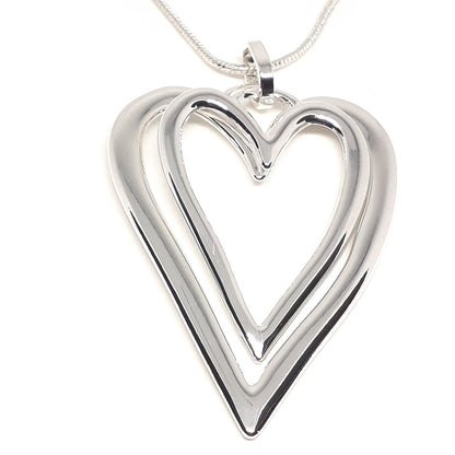 Double outline heart necklace