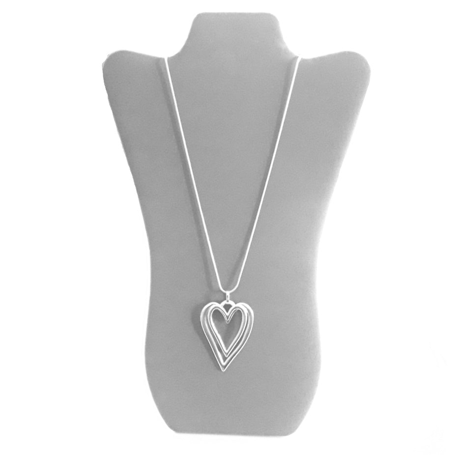 Double outline heart necklace