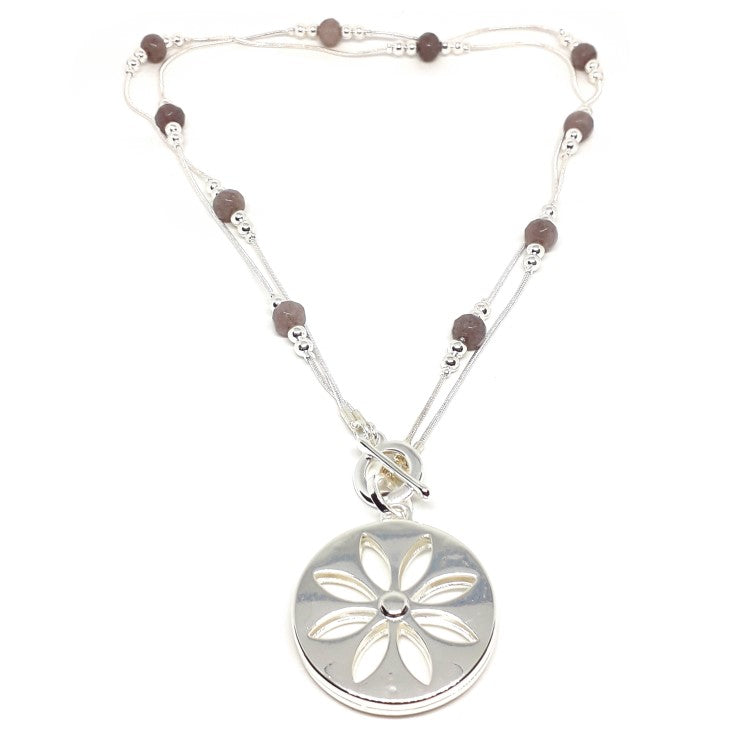 Floral Pendant Long Necklace