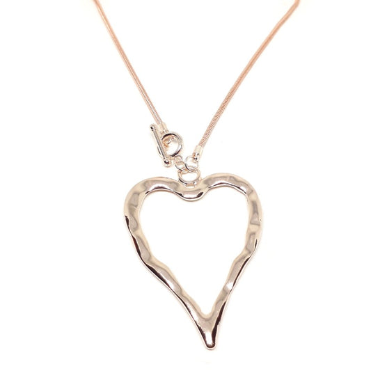 Heart Outline T-bar Pendant Necklace