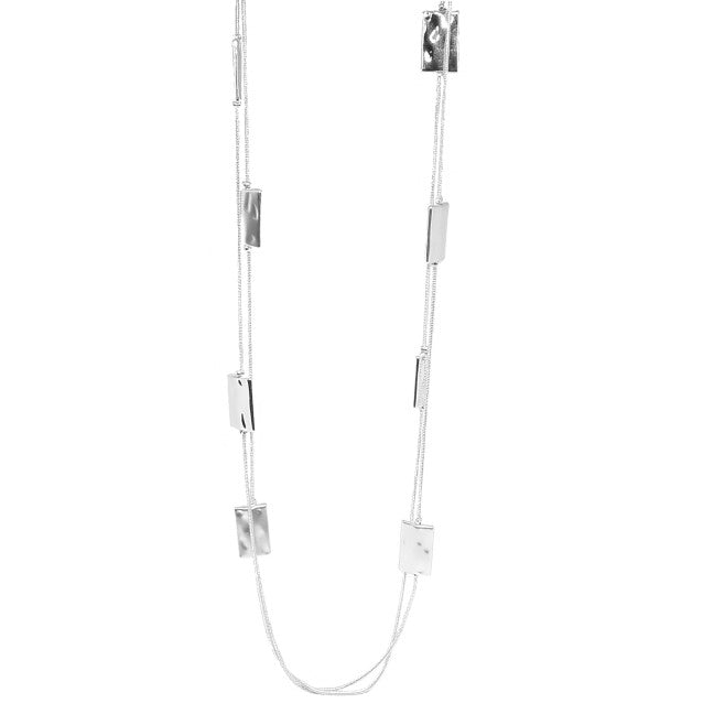 Multirow hammered oblong necklace
