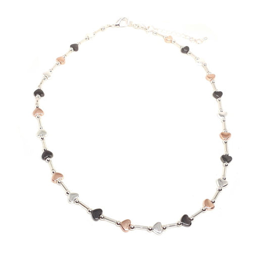 Flat heart bar link necklace