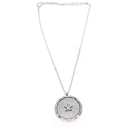 Embossed Star Disc Necklace