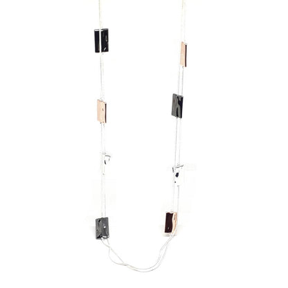 Multirow Hammered Oblong Necklace