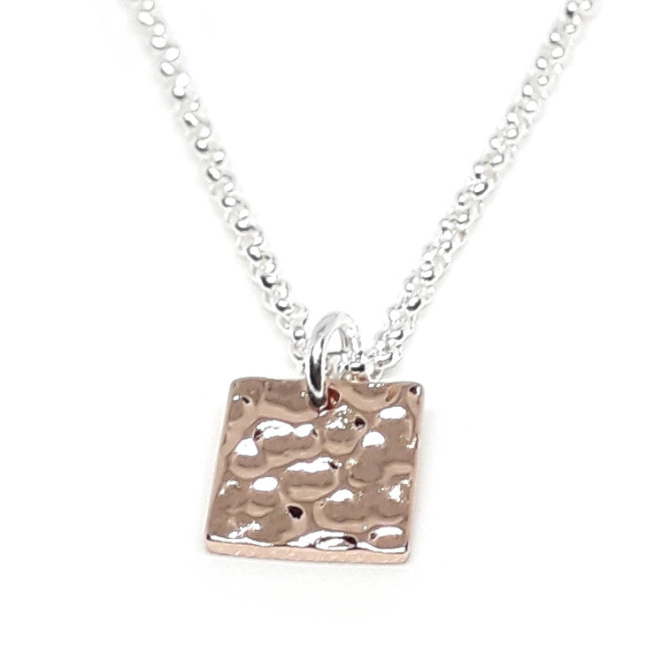 Hammered Square Charm Necklace
