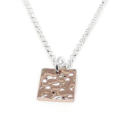 Hammered Square Charm Necklace