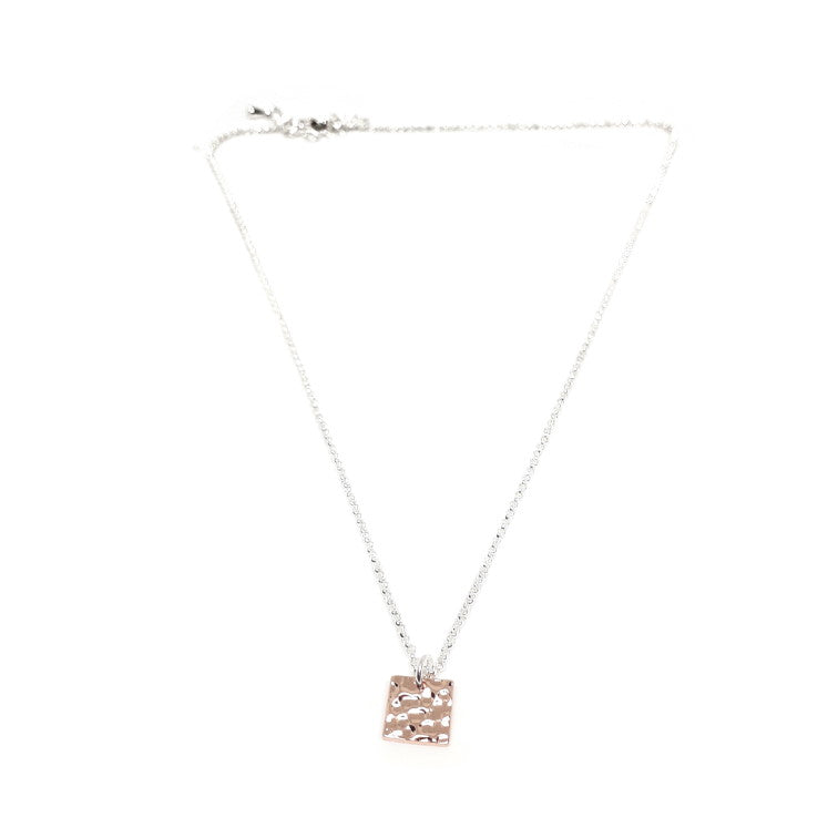 Hammered Square Charm Necklace