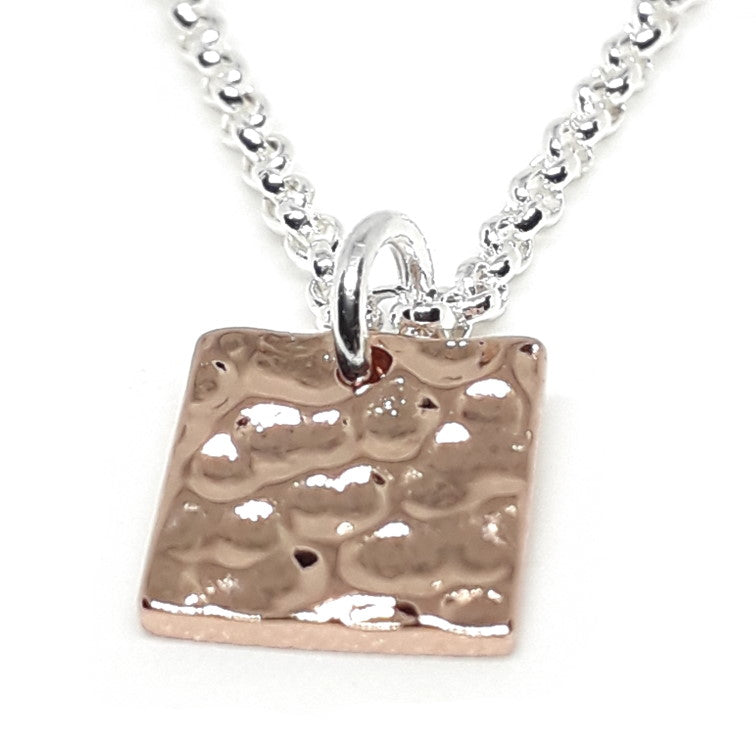 Hammered Square Charm Necklace