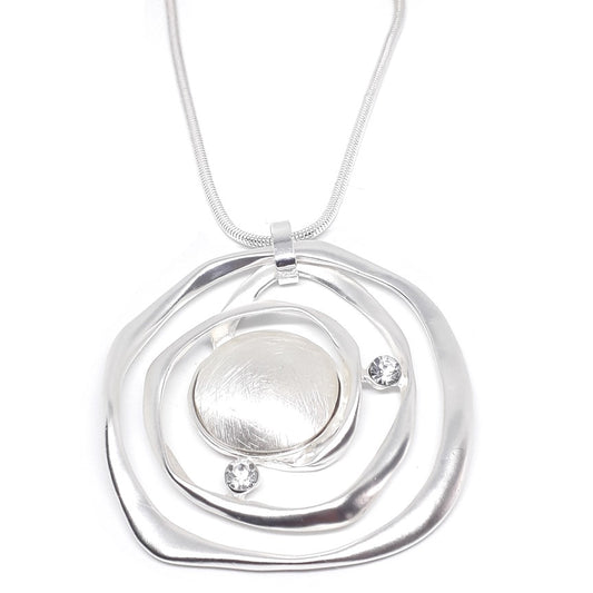 Abstract Circle Long Necklace with Crystals