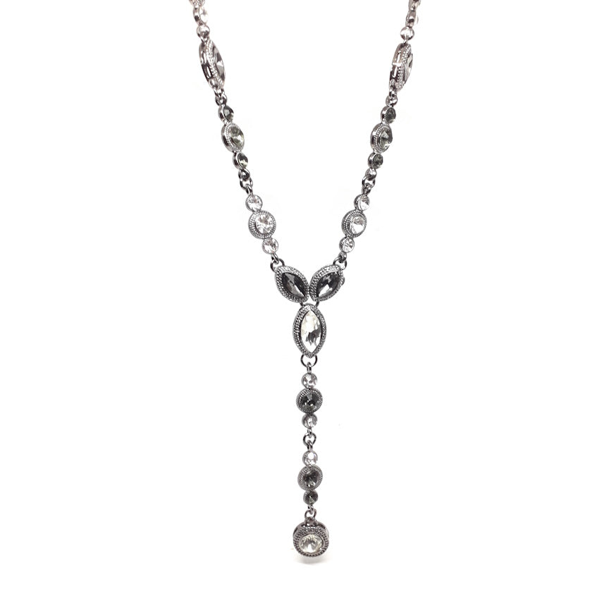 Long Crystal Necklace (Black, Smoke & Crystal