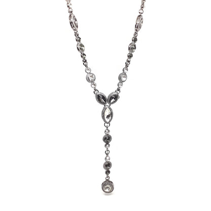 Long Crystal Necklace (Black, Smoke & Crystal