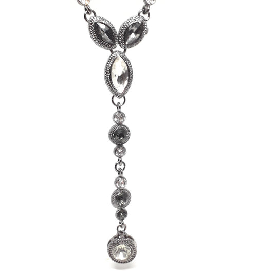 Long Crystal Necklace (Black, Smoke & Crystal
