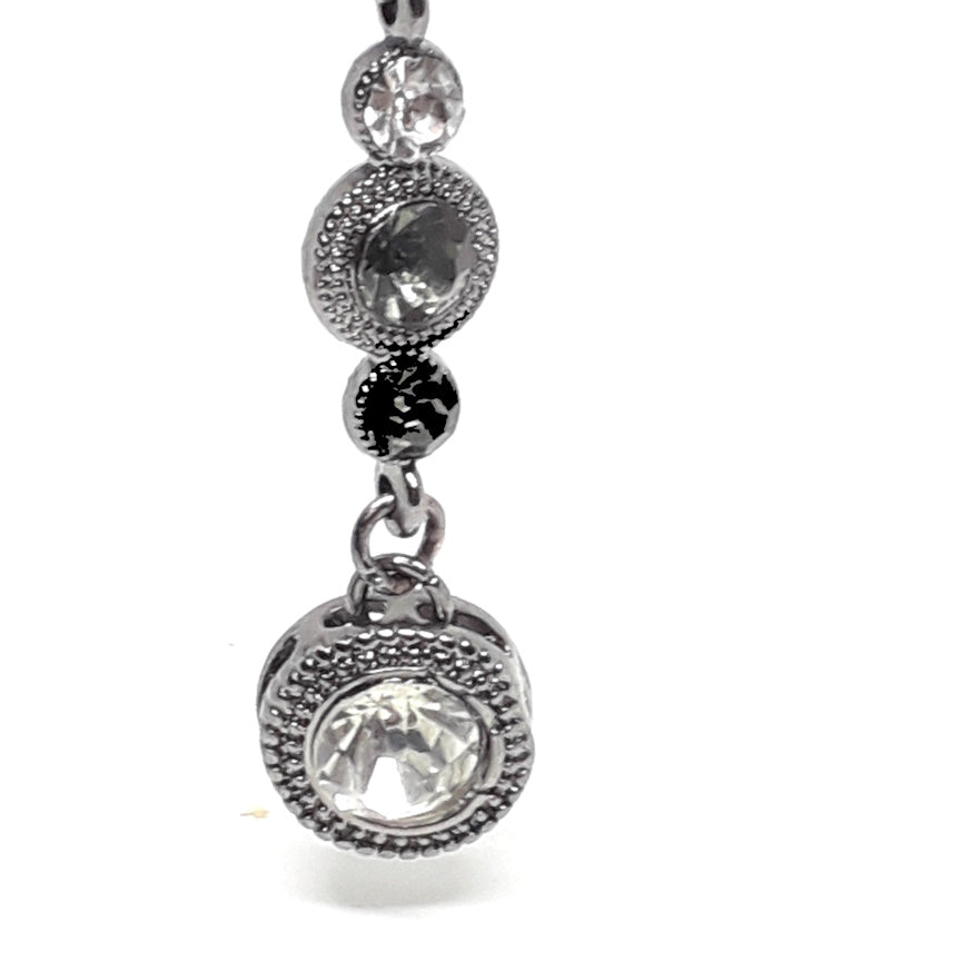 Long Crystal Necklace (Black, Smoke & Crystal