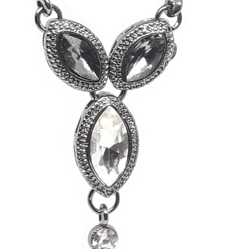 Long Crystal Necklace (Black, Smoke & Crystal