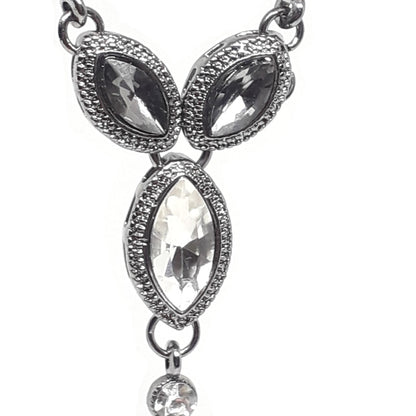 Long Crystal Necklace (Black, Smoke & Crystal