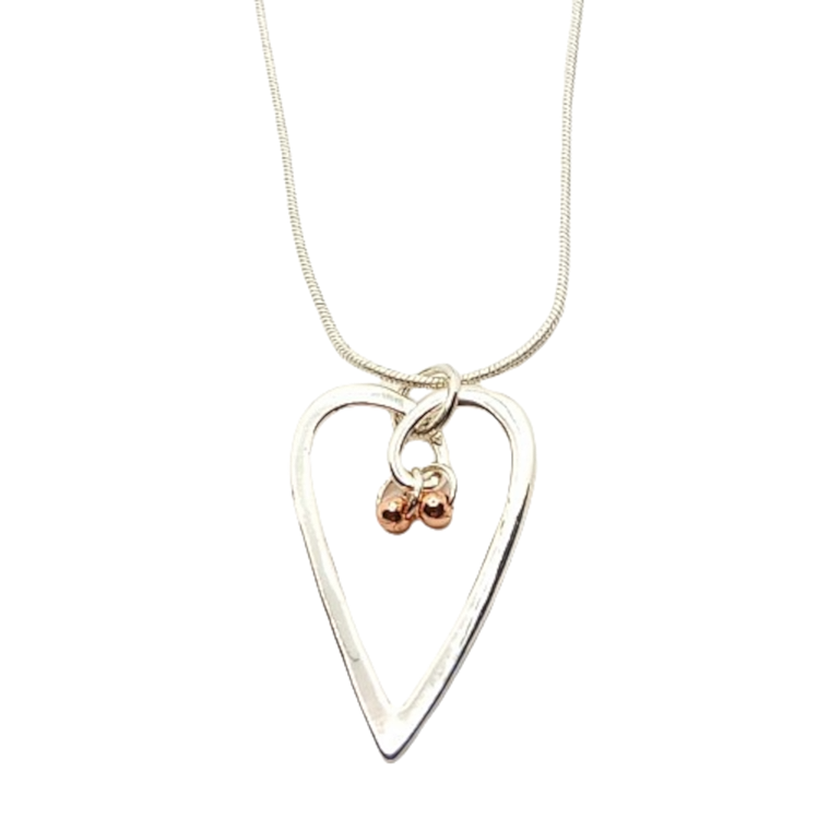 Outline Heart and Bead Short Necklace