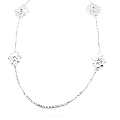 Flower and Diamante Long Necklace