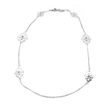 Flower and Diamante Long Necklace