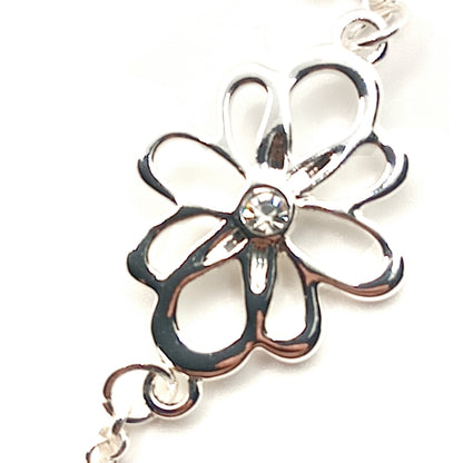 Flower and Diamante Long Necklace