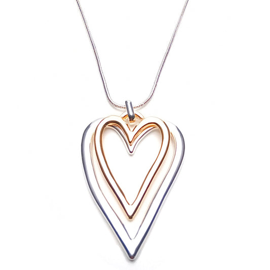 Double Outline Heart Necklace