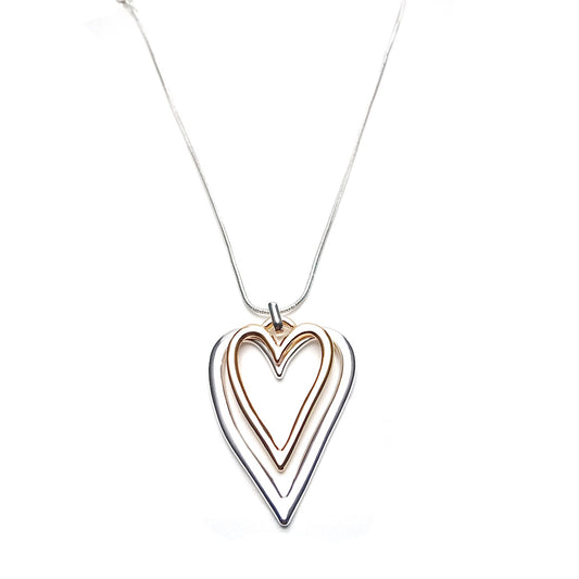 Double Outline Heart Necklace
