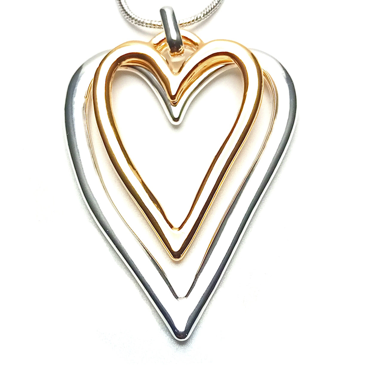 Double Outline Heart Necklace