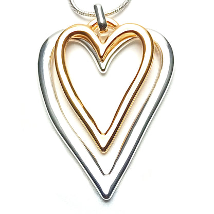 Double Outline Heart Necklace