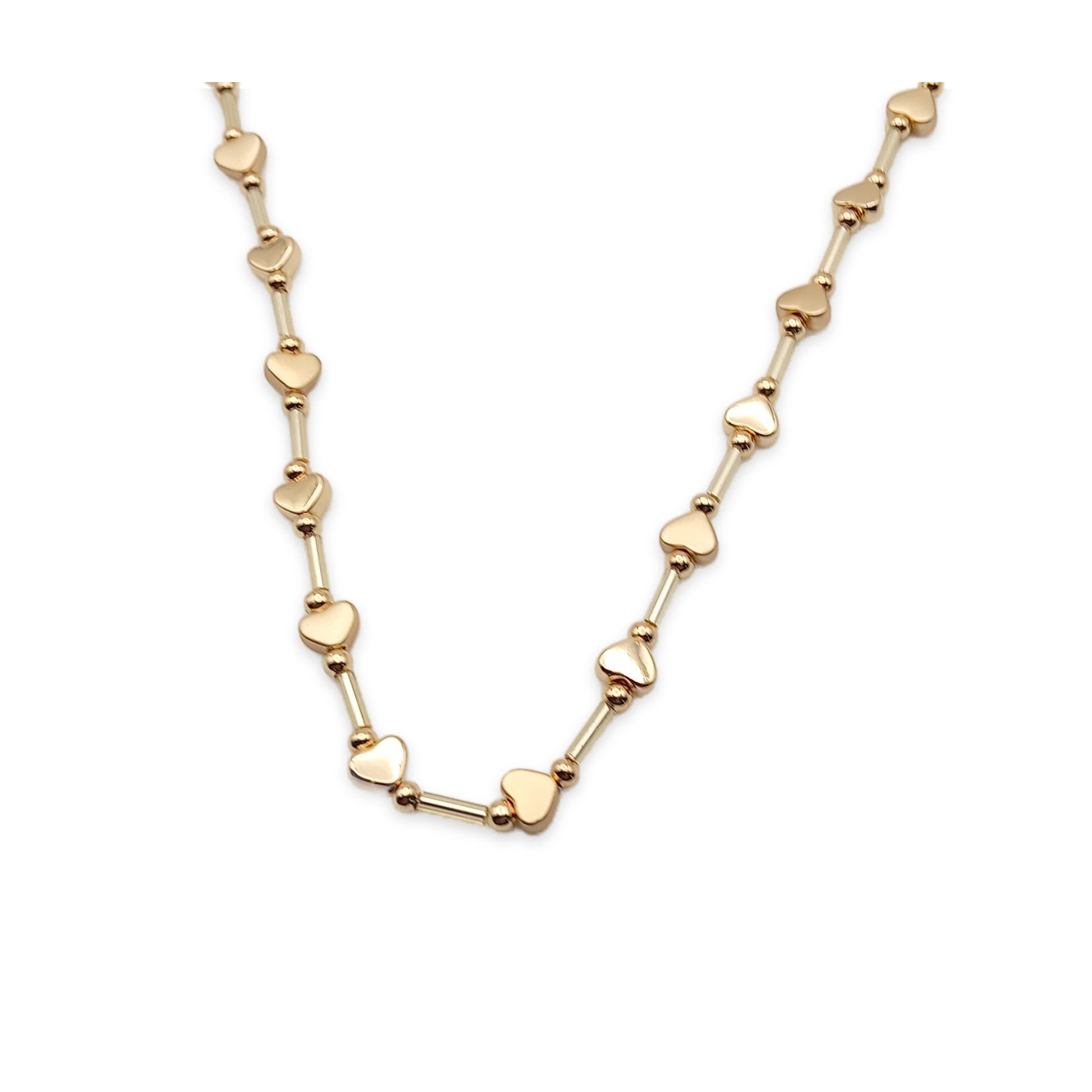 Flat heart bar link necklace