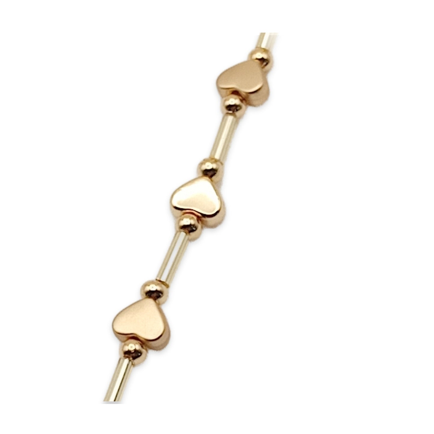 Flat heart bar link necklace