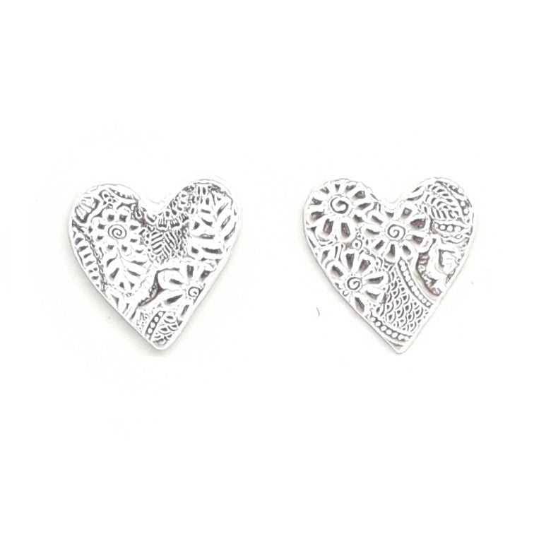 Textured Heart Stud Earrings 