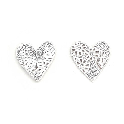 Textured Heart Stud Earrings 
