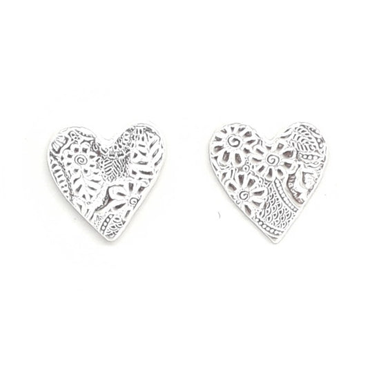 Textured Heart Stud Earrings 