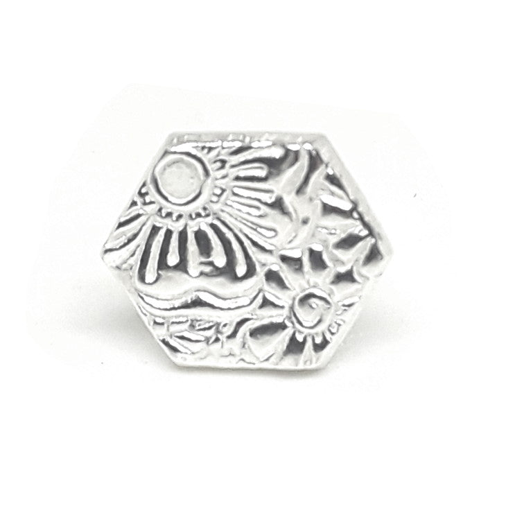 Textured Hexagon Stud Earrings