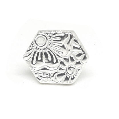 Textured Hexagon Stud Earrings