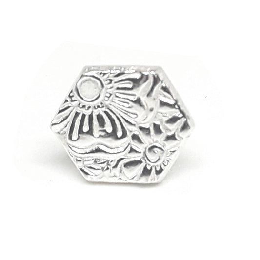 Textured Hexagon Stud Earrings
