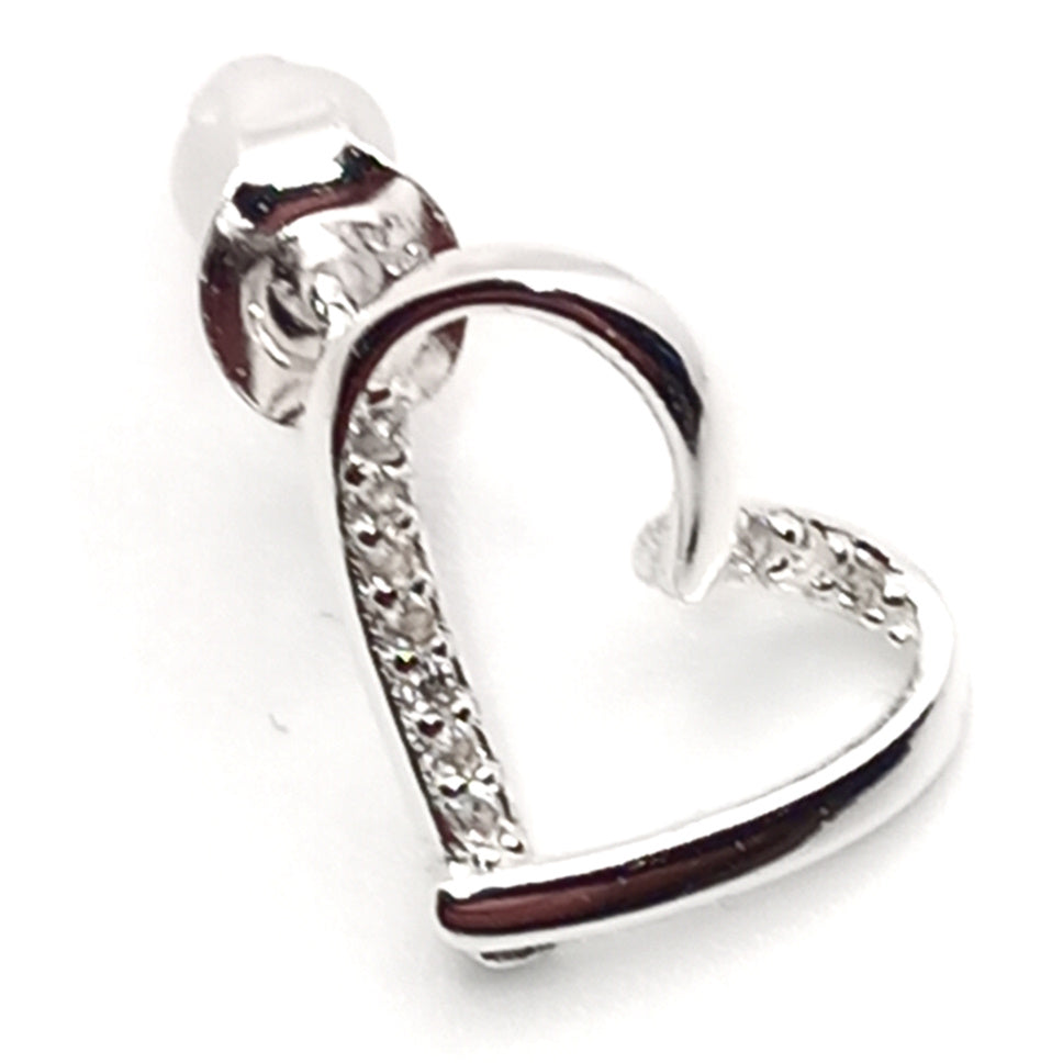 Wonky Outline Heart Crystal Stud Earrings