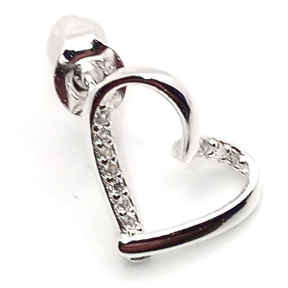 Wonky Outline Heart Crystal Stud Earrings