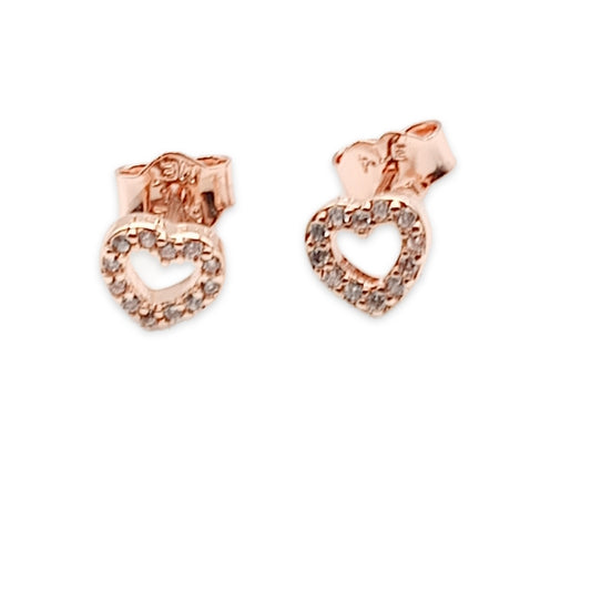 Diamante Heart Stud Earrings