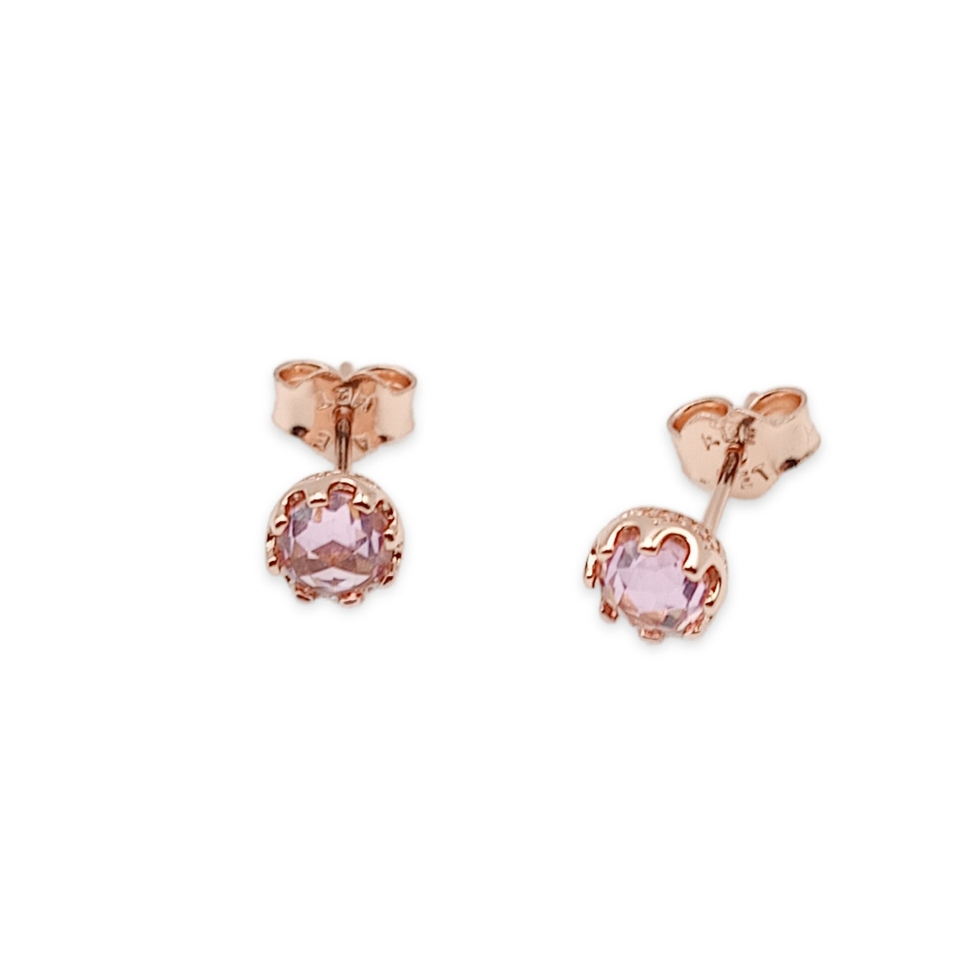 Pink Diamante Stud Earrings