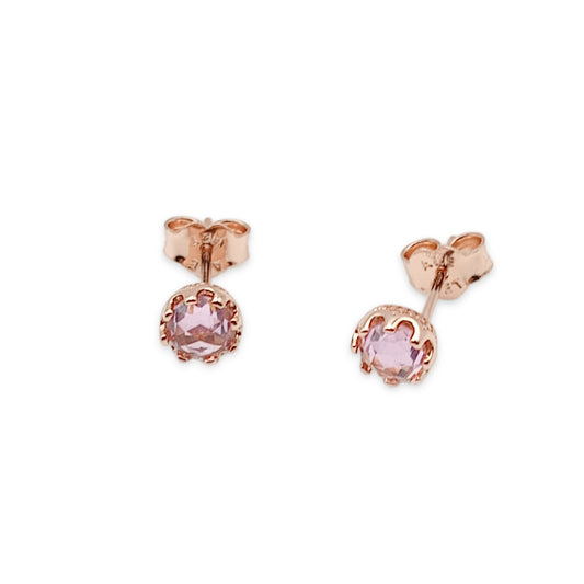 Pink Diamante Stud Earrings